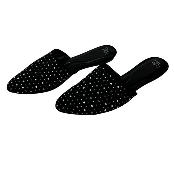 Womens Time And Tru Mule Black & Silver Studded Sz 11 Memory Foam Slip On Slide - Picture 8 of 11